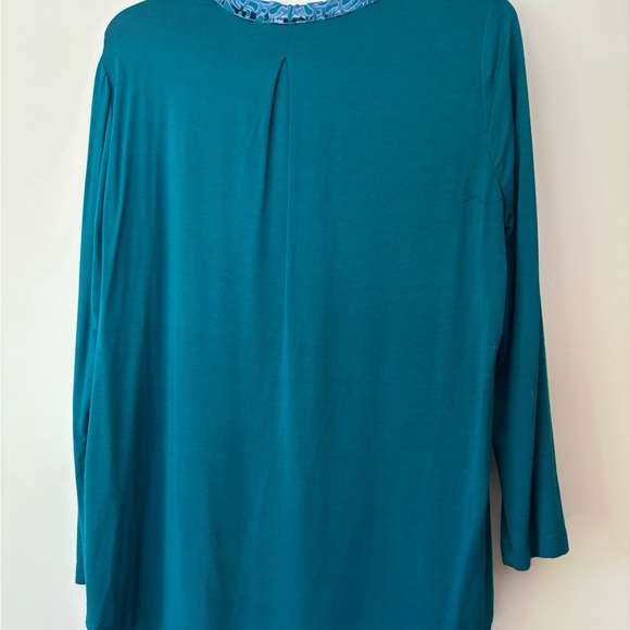 Hale Bob Turquoise and Navy Patterned Knit Top - Picture 5 of 6